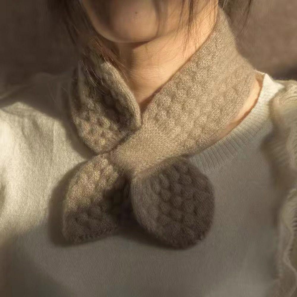 Thickening Cross Knitted Scarf Bib Snood Cowl Tube Thermal Neck Warmer Scarf  Winter