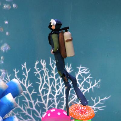 Floating Simulation Fish Tank Diver Ornament Swimming Posture Exquisite Design Aquarium Floating Diver Dark Blue