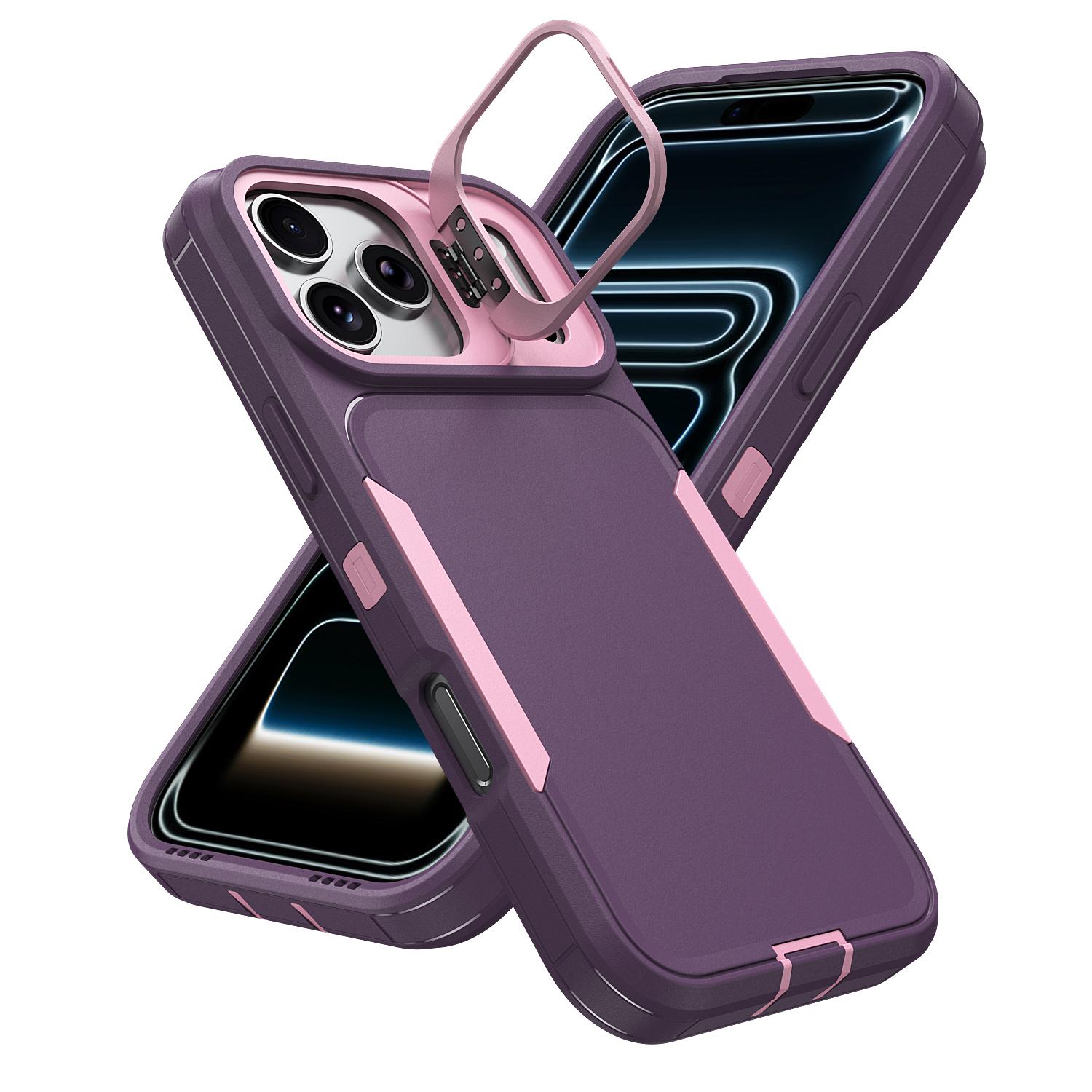 

For iPhone 17 Pro Max 17 Air 17 Pro Case Fashion Hybrid Rugged Hard Phone Back Cover Lens Stand Protector Skins Shell For iPhone 17 Pro Max фіолетовий