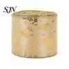 Festival Atmosphere Ribbon for Home Decor 2.5" x 2.2 Yards Gold Sheer Christmas Tree Decoration and Crisp Edge Wreath Making Gift Wrapping,