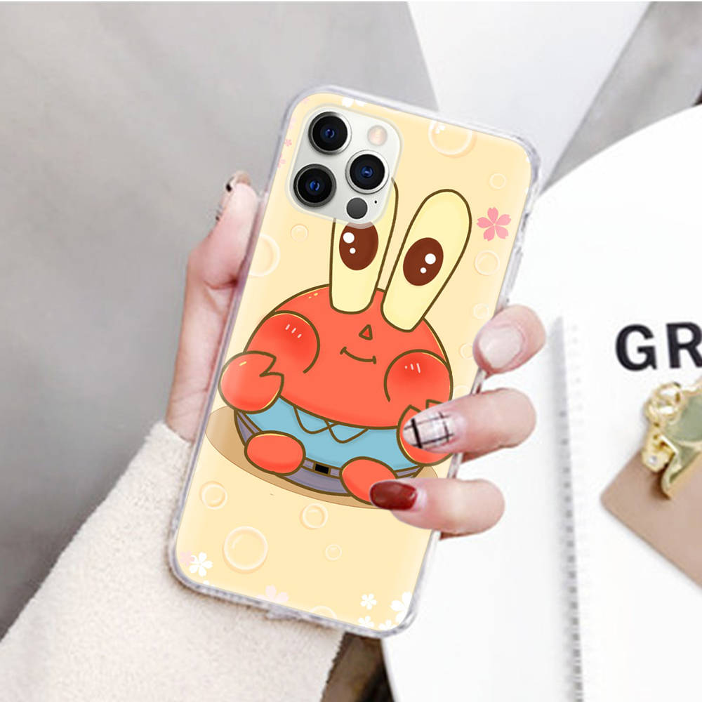 JS43 SpongeBob Transparent Case for Samsung A04 A14 A23 M33 M53 Realme 10 9 C35 C55 VIVO Y02 X80 Infinix Hot 30 Note 11 Tecno Spark 8P Pro