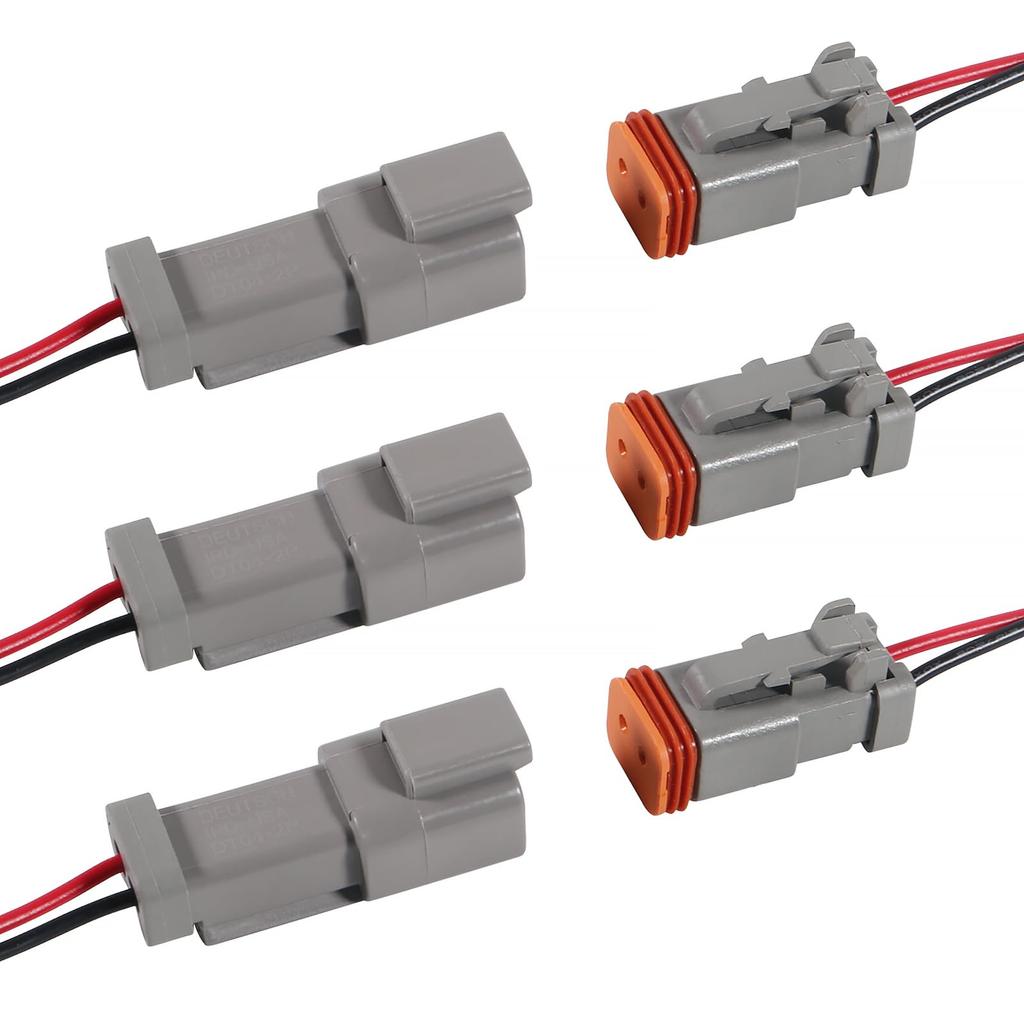 DIANN 3 Sets 2 Pin Dt Connector Waterproof Kit 2 Pin Connector Male and