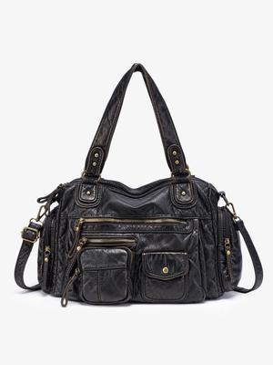 Women's Y2K Washed Distressed Large Motorcycle Shoulder/Crossbody Handbag