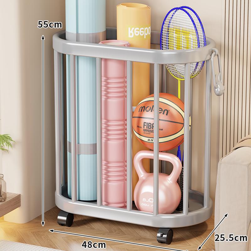 Wheeled Yoga Mat & Fitness Equipment Organizer: Large Capacity Storage Basket