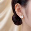 Set of 3 Full-Drilled White Flower Stud Earrings with Micro-Paved Cubic Zirconia and Versatile Silver Needle Design.
