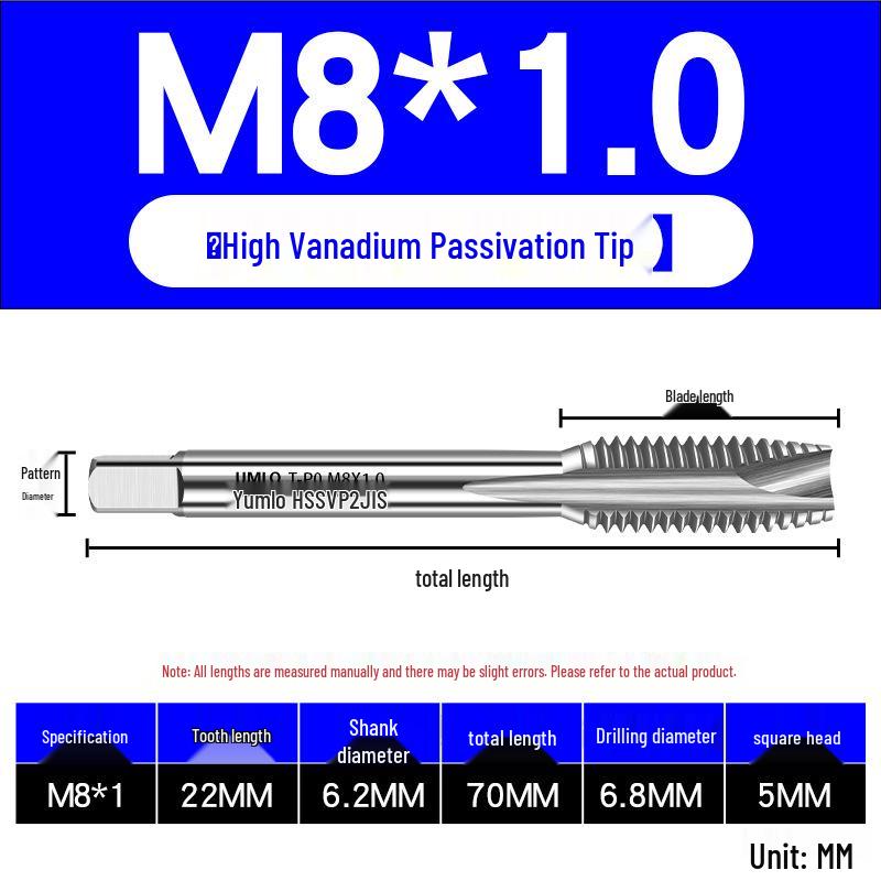 UMLO High Vanadium Spiral Tap Machine for M3-M10 Stainless Steel Tapping