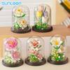 Everlasting Flower Dust Cover Building Blocks Valentine's Day Gift Desktop Decoration Puzzle Toy Bouquet Holiday Present