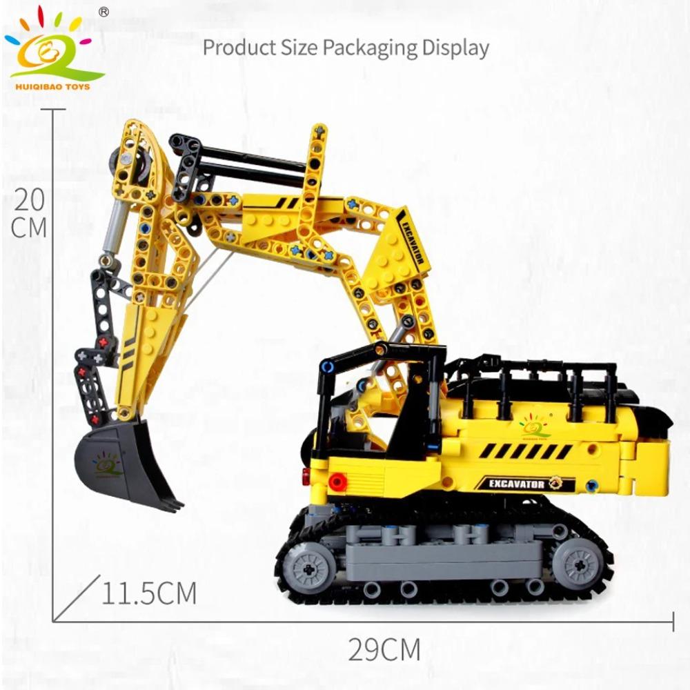 HUIQIBAO 841PCS MOC Engineering Excavator Truck Building Blocks Vehicle Car Bricks City Construction Toys For Children Boys