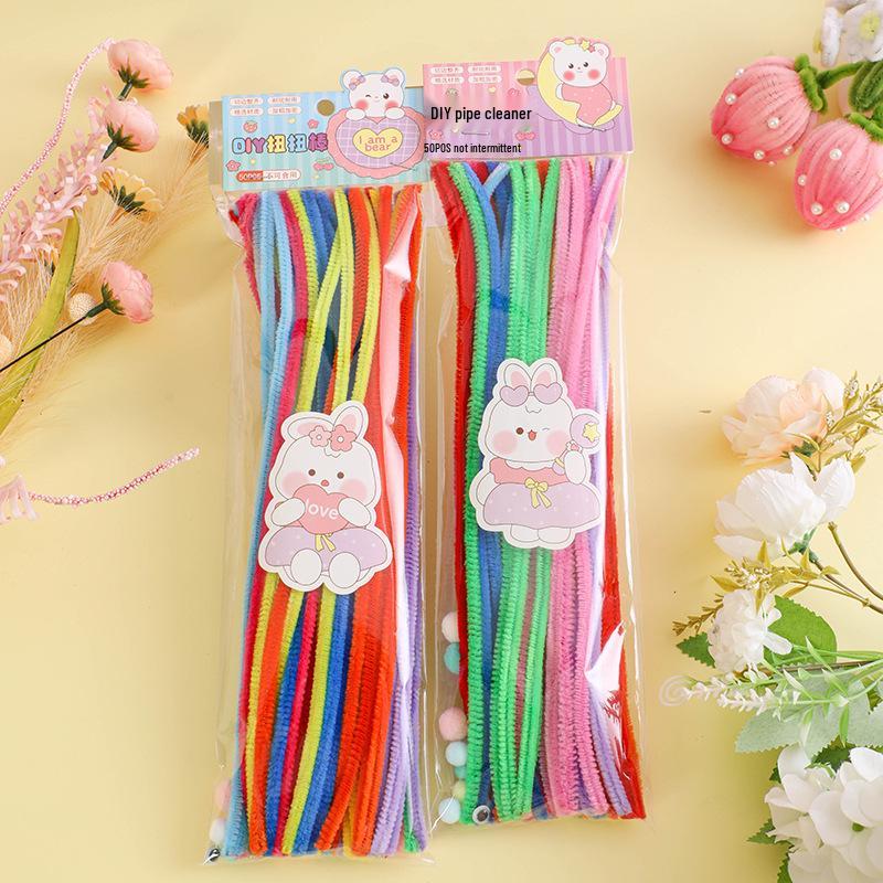 100-Pack Eco-Friendly Glitter Pipe Cleaners - DIY Educational Tinsel Chenille Stems for Kids
