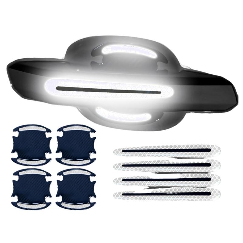 High Visibility Reflective Car Handle Protectors with Grip Texture Multipurpose Auto Door Handle 8pcs for Night Safety
