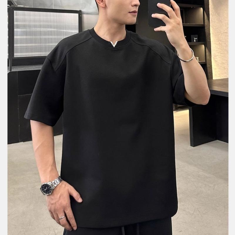 Mens Loose Solid Color Casual Short Sleeve T Shirt
