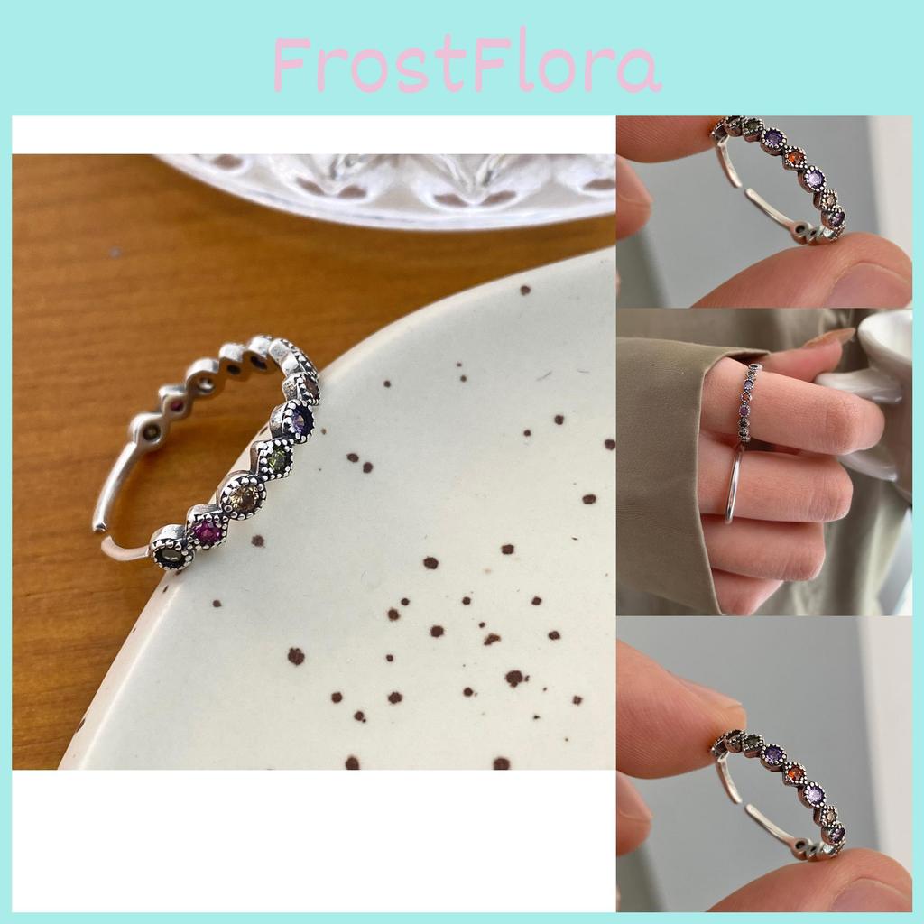Stunning S925 Silver Vintage Rainbow Zircon Open Ring For Women With Unique Design