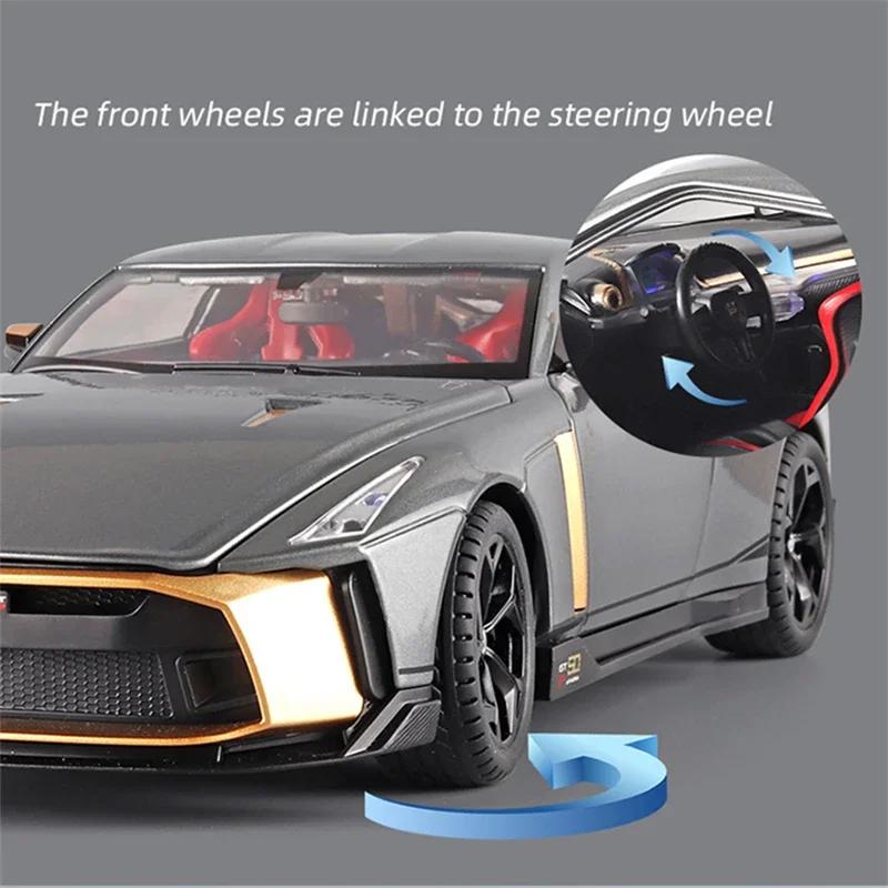 Nové 1:18 Niaasn GTR 50 Model sportovního auta z hliníkové slitiny Odlévaný kov Hračka Závodní model Vysoká simulace Zvuk a světlo Dětská hračka Dárek