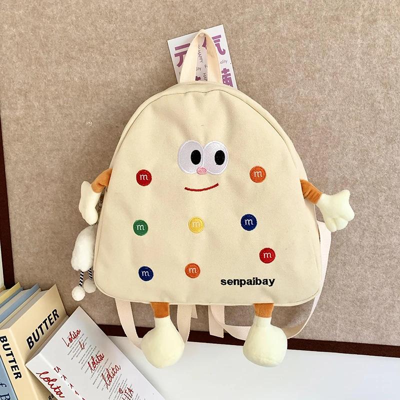 

Модный детский рюкзак из холщовой ткани с рисунком из мультфильма, повседневная нишевая сумка, красивая и элегантная