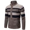 Men's Striped Long Sleeve Knitwear Casual Stand Up Collar Zip Cardigan Coat
