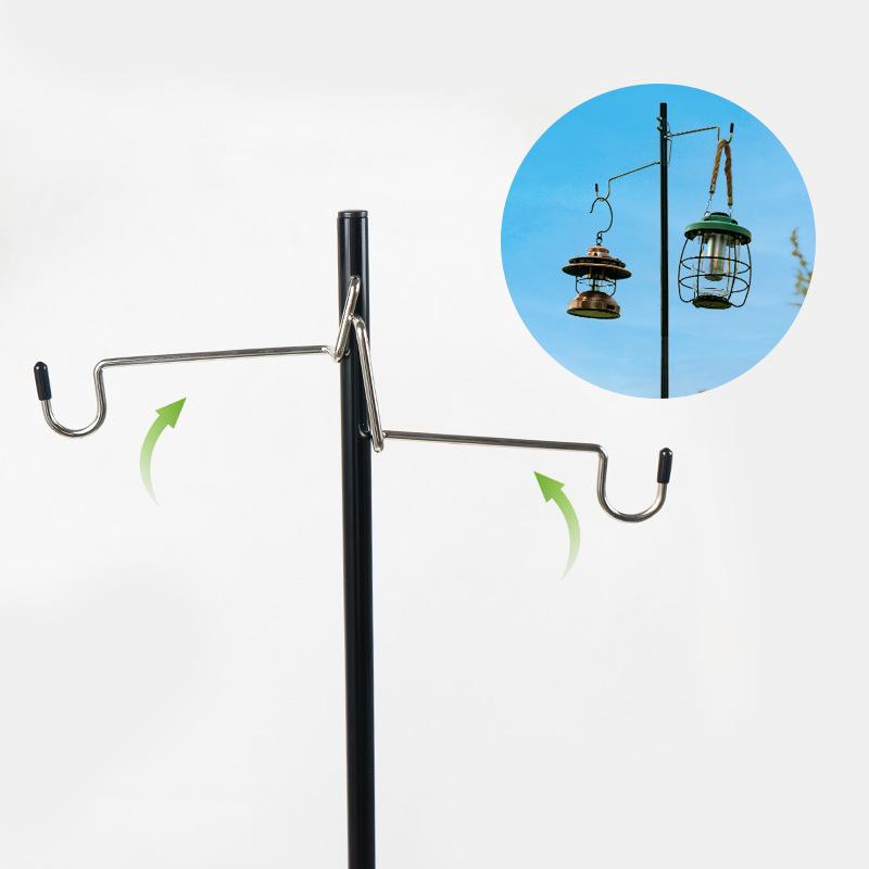 Outdoor Folding Light Frame Aluminum Alloy Camping Light Pole Support Hanging Hook Desktop Insertion for Camping