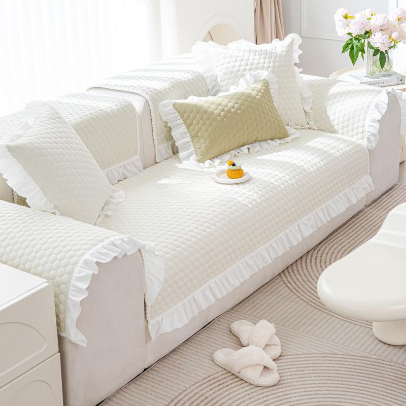 Sofapute i fransk kremstil Fire sesonger Universelt Sofatrekk i skinn Ryggstøttetrekk Håndkle Sklisikker pute