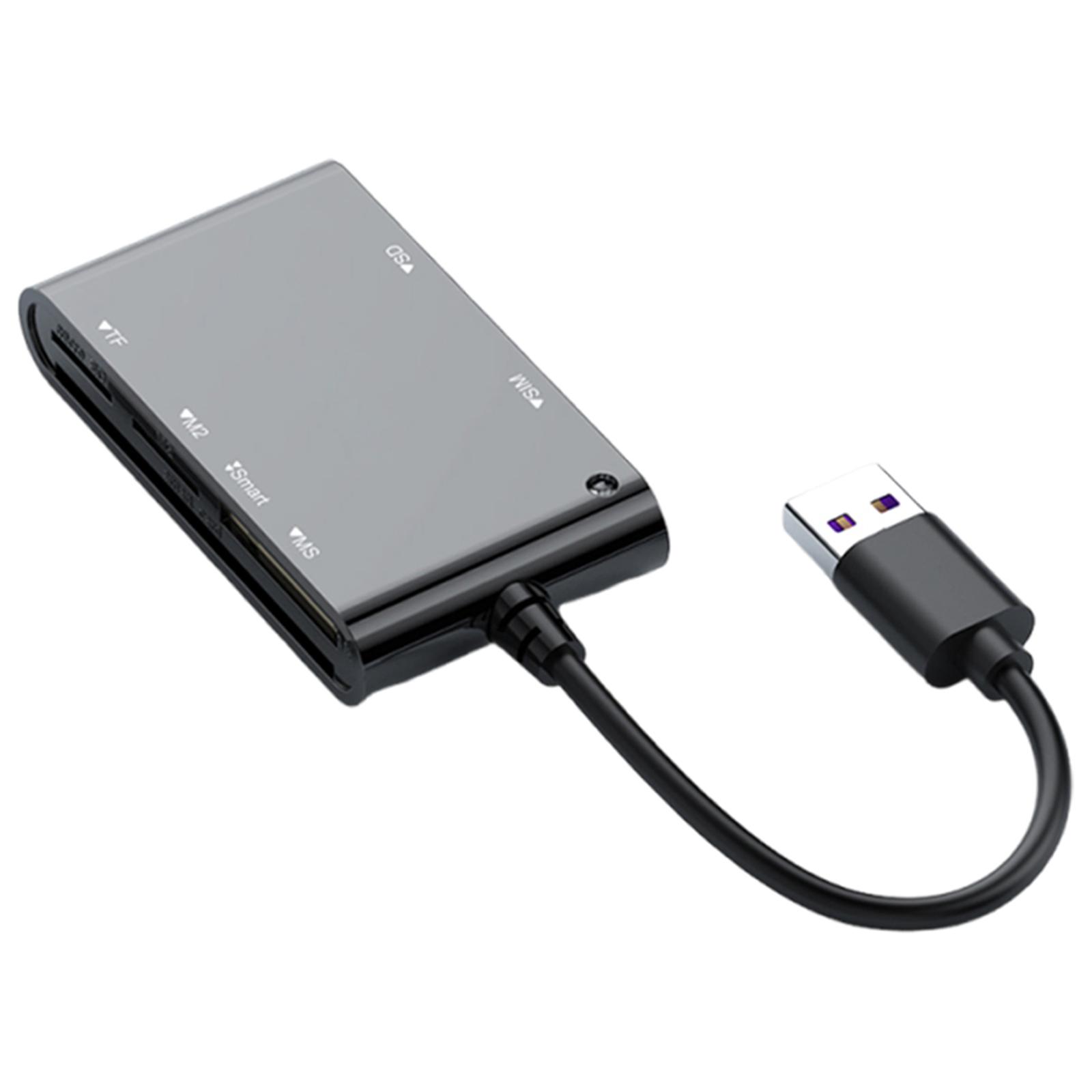 

6-in-1 Multi Memory Card Reader for Windows Mac Smart/MS/M2/TF/SIM/SD Card Reader No Application Required Plug and Play