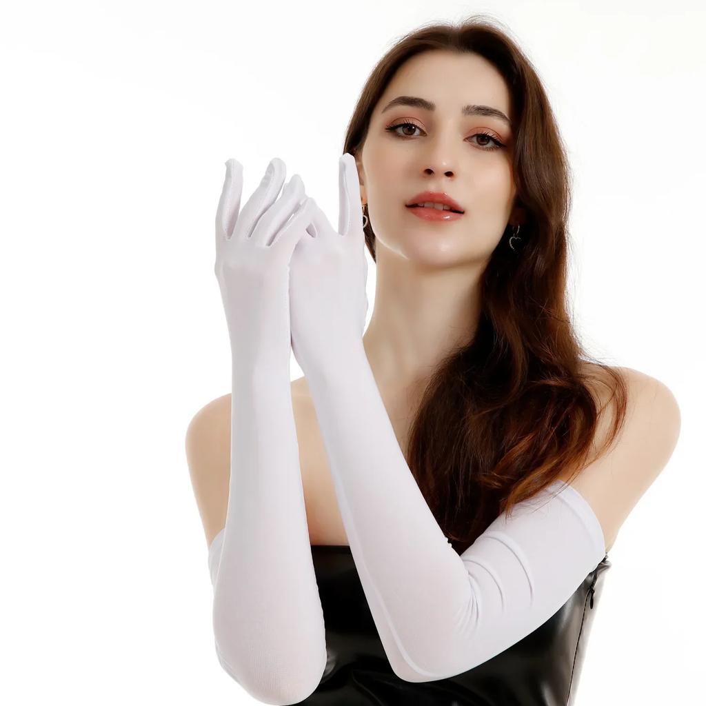 Women's Extended Stretch Milk Silk Gloves Summer Sunscreen Thin Driver Dance Performance Wedding Dress Hands Lady Mittens