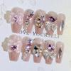 Pink Fake Nails with Full Flash Glitter Decor Charming Comfortable To Wear Manicure Nails for Daily and Parties Wearing