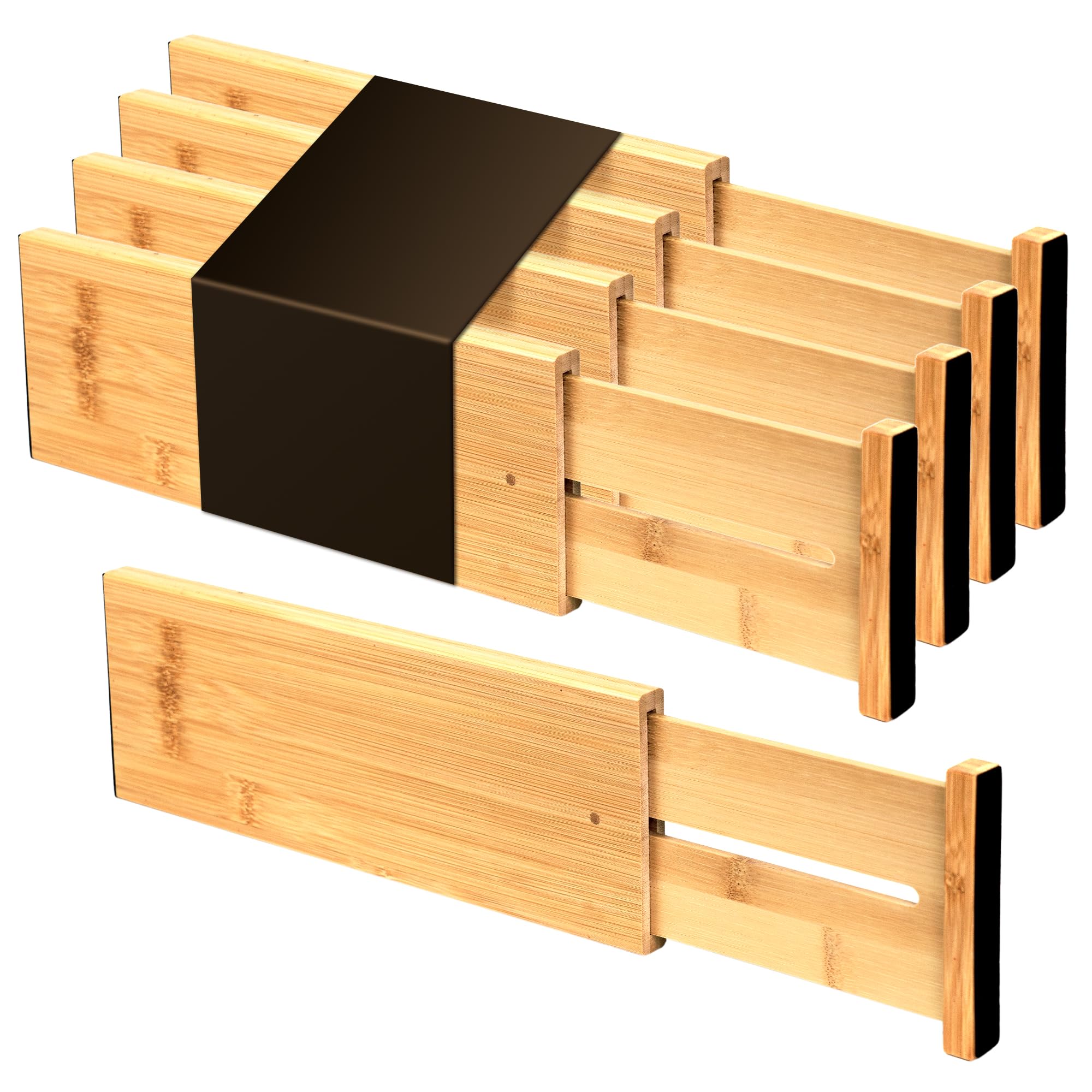 

Utoplike Drawer Adjustable for Kitchen for Clothes Office Use Dividers, Bamboo, Multifunctional, Extendable, Length, Drawers, 4-Pack, Underwear,