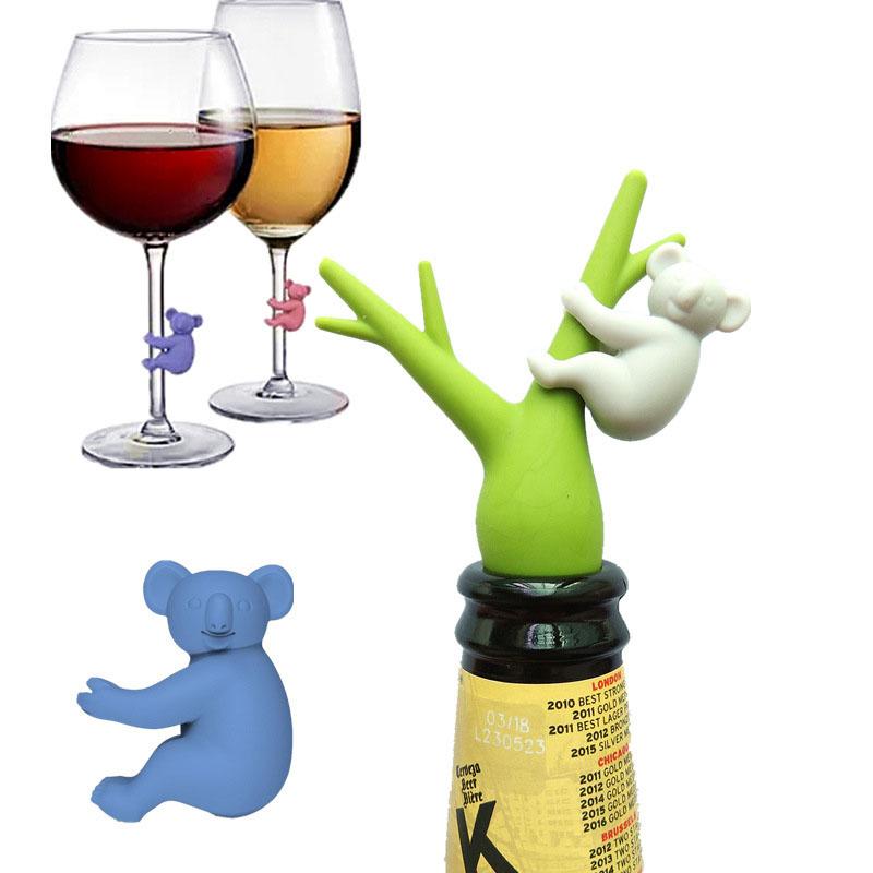 

Koala Shape Silicone Label Wine Glass Recognizer Drinking Glass Identification Labels Tag Signs For Party Barware Accessories one size