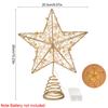 LED Light Christmas Tree Star Topper with Pearl Wire Gold Iron Xmas Tree Ornaments 2025 New Year Home Decoration Natal Noel 2024