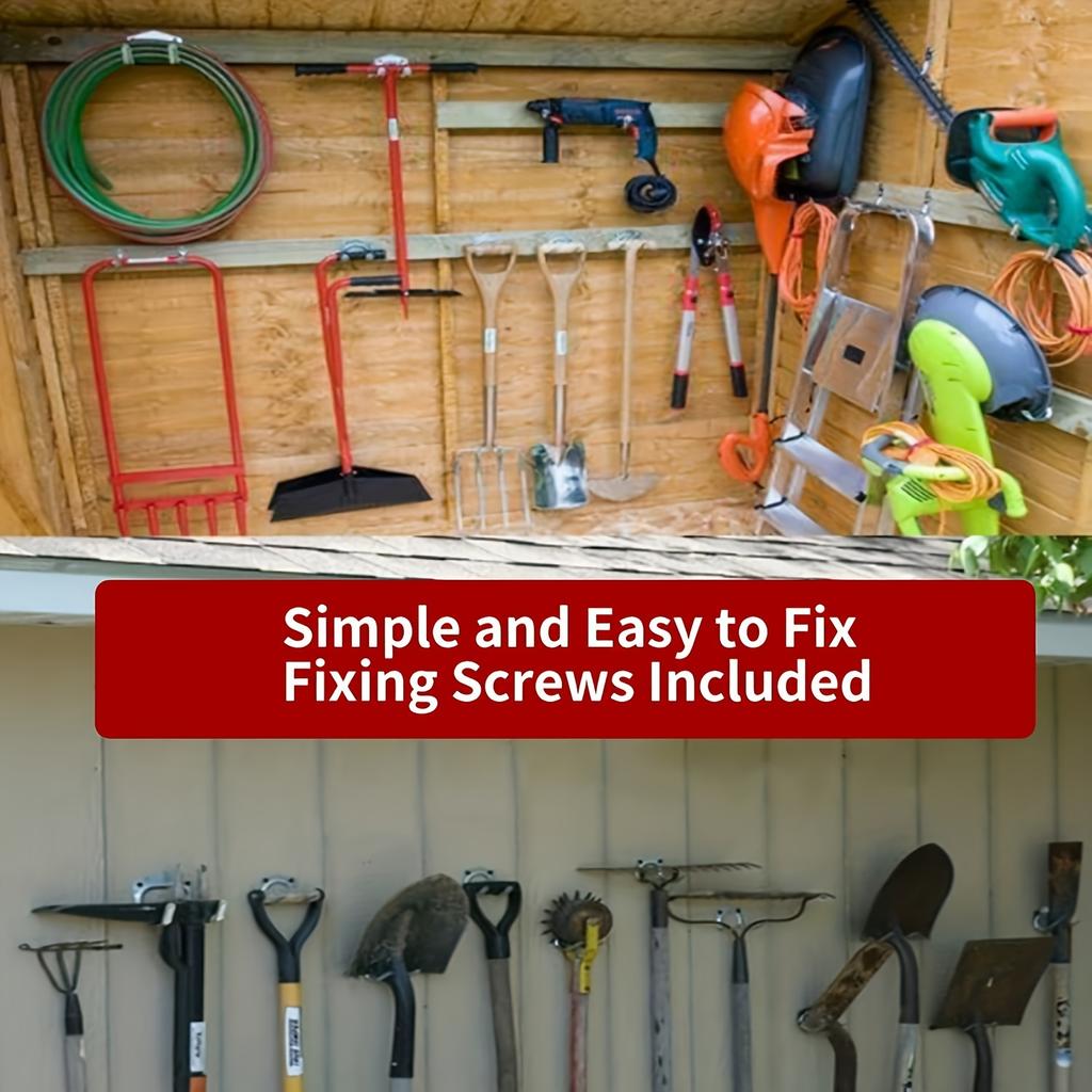 10 Stück Edelstahl Wandhaken mit Schrauben - Doppelhaken Metallaufhänger, einfache Installation, ideal für Garagenwerkzeugaufbewahrung und -organisation