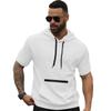 T-shirt casual con cappuccio a maniche corte da uomo, estate nuova europea e americana, tinta unita, top da uomo, t-shirt pesante