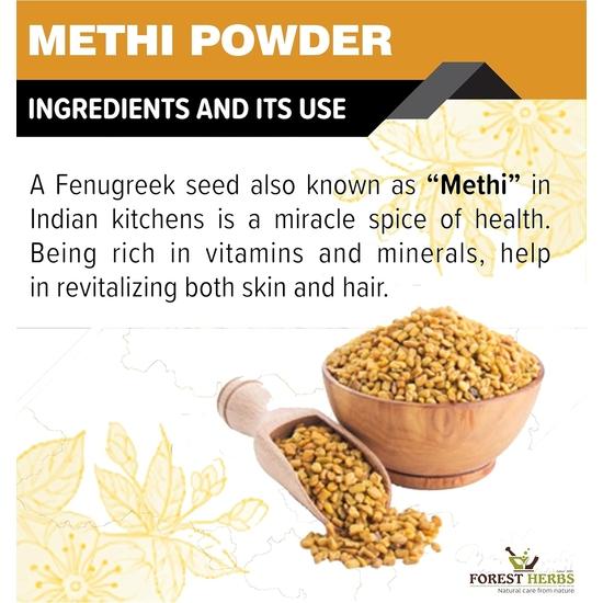 The Forest Herbs Natural Care From Nature 100% Pure Edible Fenugreek Methi Powder 200g For Hair Growth and Skin Care, Eating