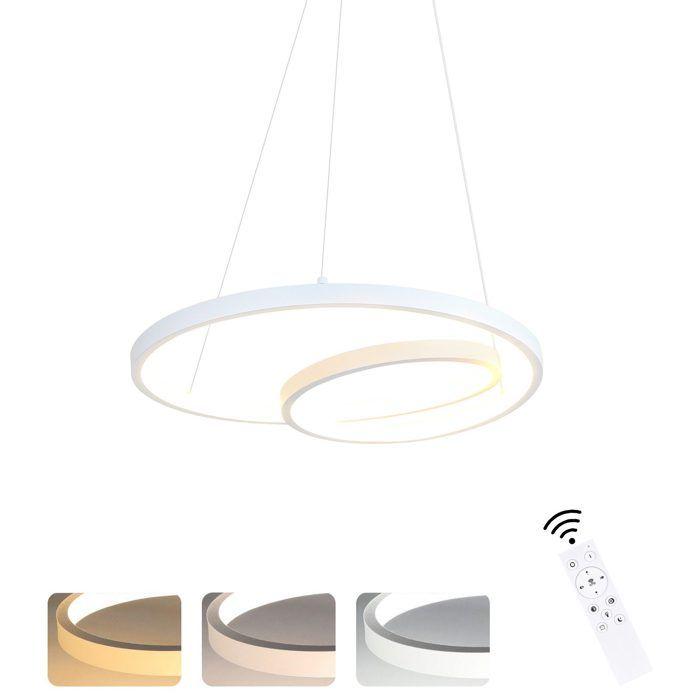 Suspension LED - NETTLIFE - 40 cm - Blanc - Dimmable télécommande - Scandinave