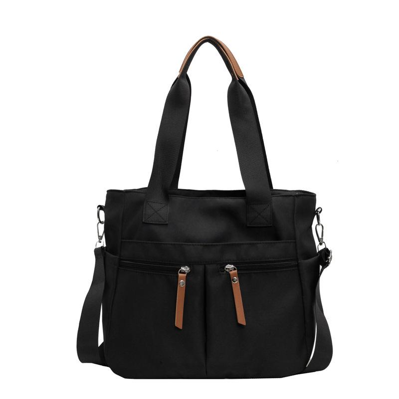 Korean Version of Large-capacity Nylon Bag Women's 2025 Simple Fashion Lightweight Casual Portable Tote Bag Casual Messenger Bag