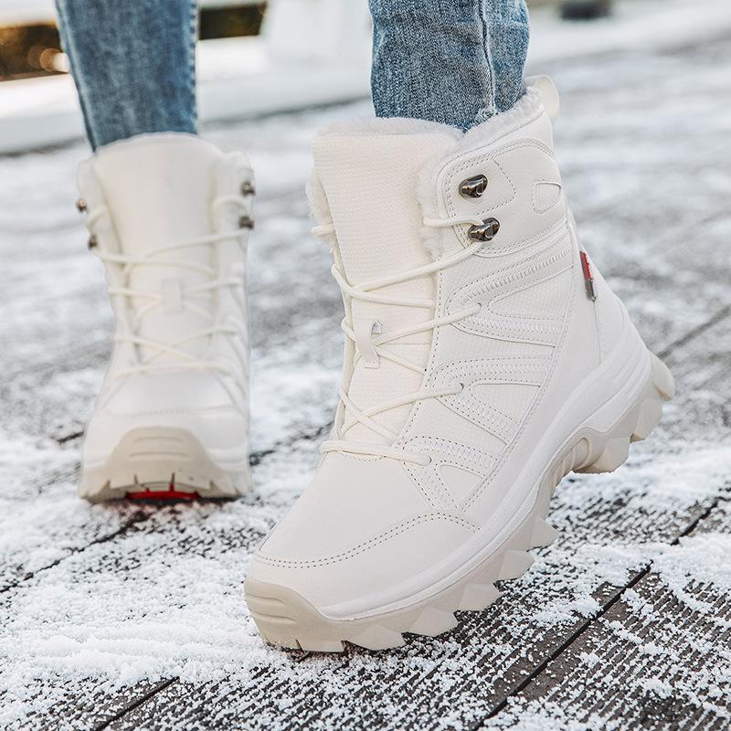 Outdoor Snow Boots Women's Winter Waterproof and Non-slip Cotton Shoes Thick-soled Piled Thickened Warm Northeast Large Cotton Boots Minus 40 Degrees