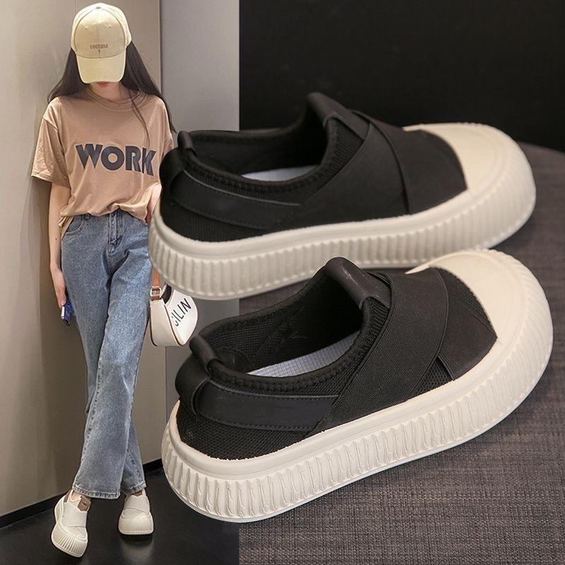 Women's Breathable Mesh Sports Shoes - Lightweight Casual Shoes with Cross Elastic Bands, Comfortable Casual Shoes