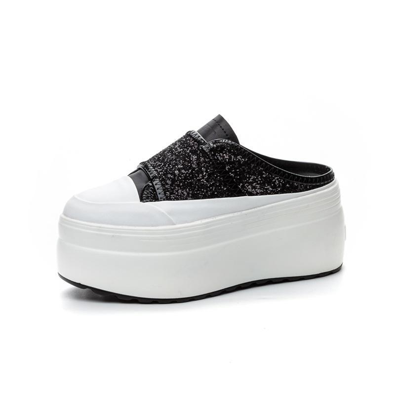 Baotou half slippers women's 2025 new Velcro simple heeless slippers women's casual platform shoes women's fashion