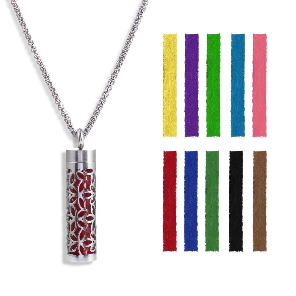 Vertical Hollow Stainless Steel Bar Ambient, Perfume Oil Diffuser,Medallion,Jewelry, Pendant,Necklace for Women,Men and Teenager