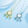 925 Sterling Silver Fashion Classic Auspicious Cloud Bell White Jade Safety Lock Pendant Necklace Birthday Anniversary Gift