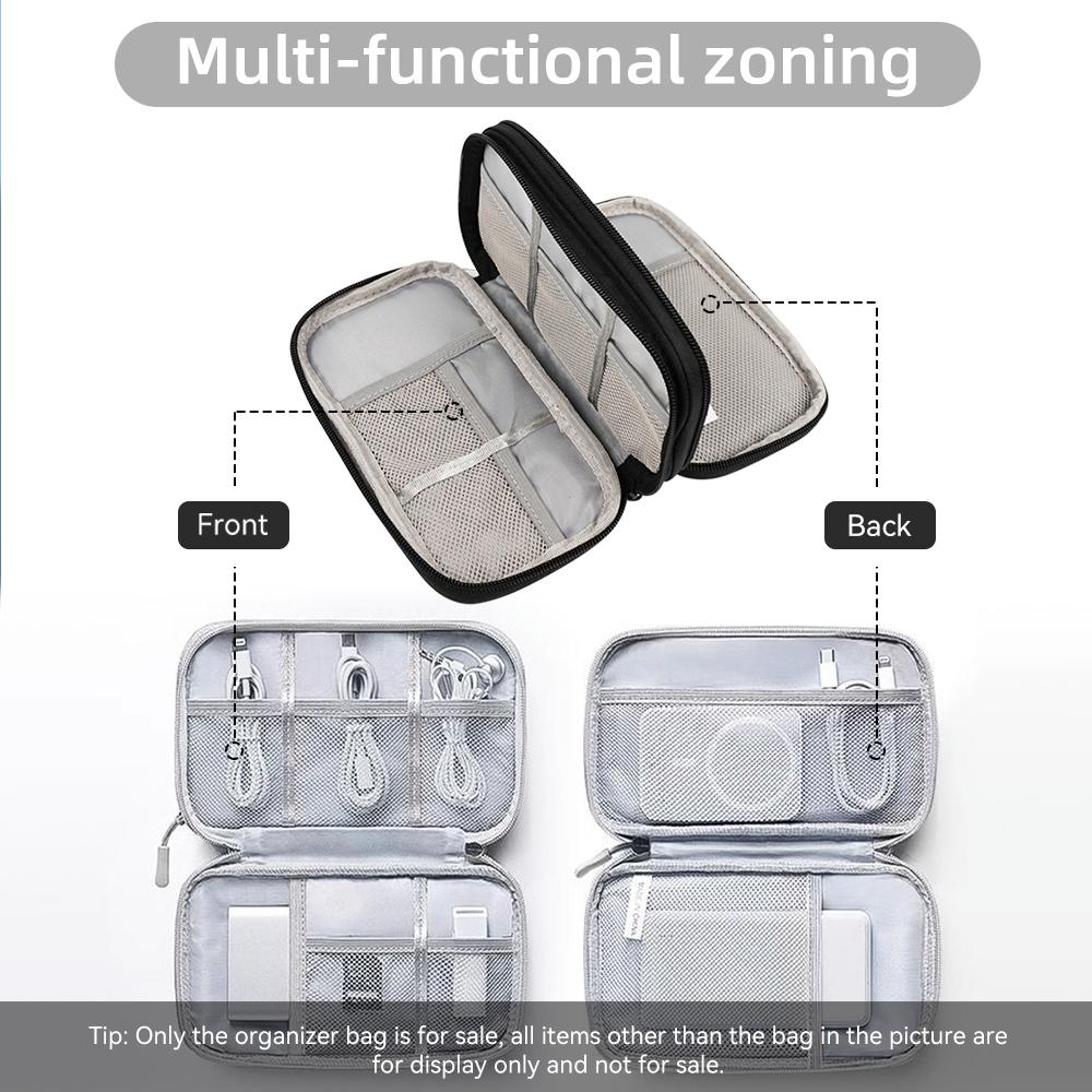 Datenkabel Aufbewahrungstasche Wasserdichte Reise-Organizer-Tasche Tragbare Tragetasche Doppellagige Aufbewahrungstasche für Kabel, Schnur, USB-Ladegerät