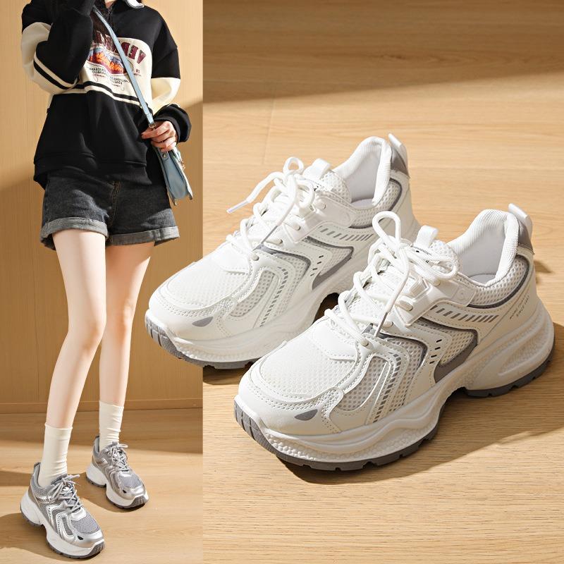 Gray Heightening and Showing Feet, Small Thick-soled Dad Shoes, Women's New Autumn Lightweight and Breathable Sneakers