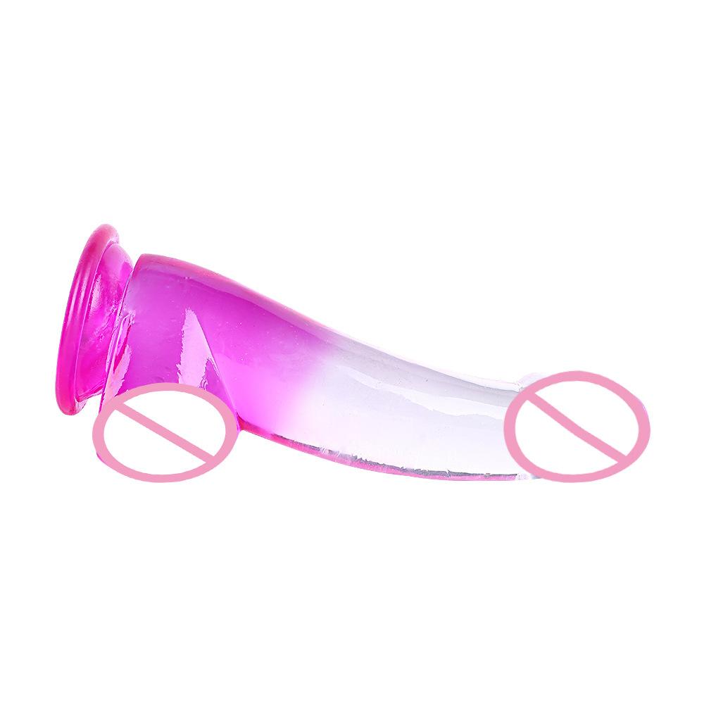 Transparent Two-Color Glass Dildo Simulation Female Masturbation Color Butt Plug Dildo Sexy Sex Product Hot Sale
