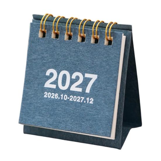 Tragbarer Schreibtischkalender für das Büro, Mini-Schreibtisch 2026-2027, Okt. 2026 bis Dez. 2027, Aufstellbarer Klappkalender, Kleiner funktionaler Planungskalender, 14