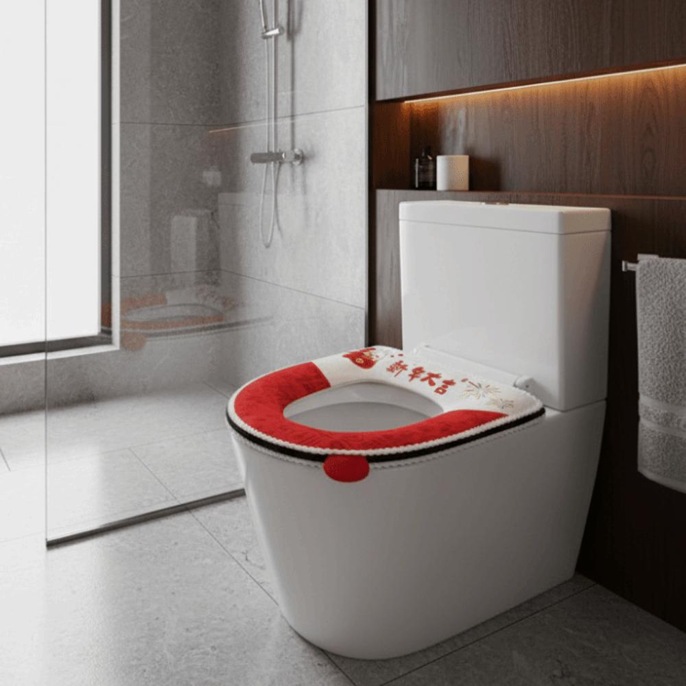 Universal Cute Printed Toilet Seat Cover Warm Cartoon Toilet Pad Washable Soft Toilet Seat Cushion Bathroom