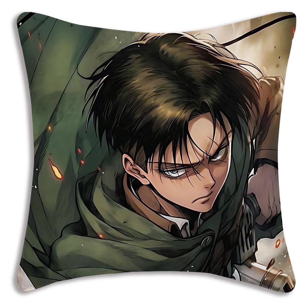 Anime Attacks on Titan Pillow Covers Cartoon Sofa Decorative Home Double-sided Printing Short Plush Cute Cushion Cover