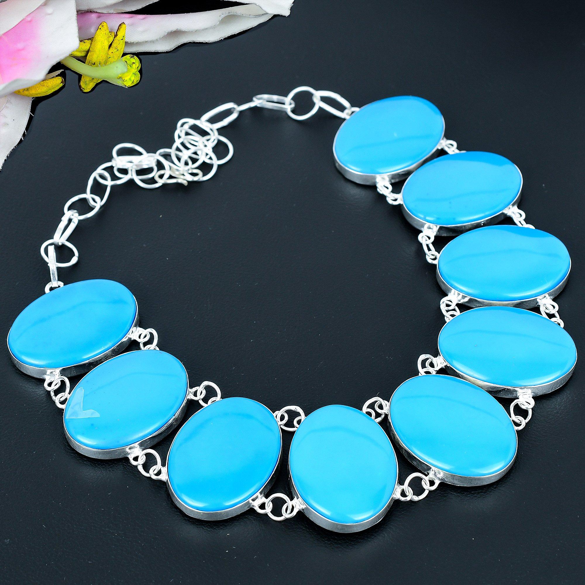 

Arizona Turquoise Gemstone 925 Sterling Silver Jewelry Necklace 18 KG-1970