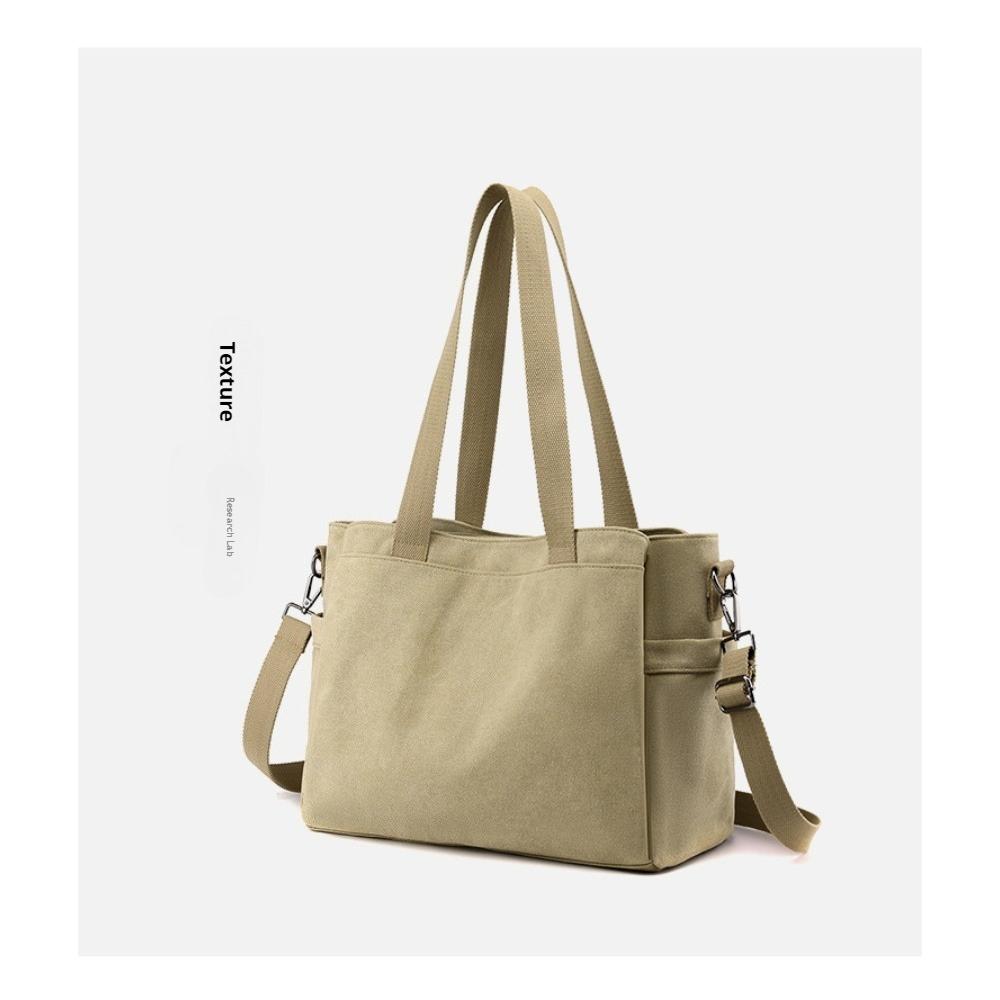 Fashion Simple Large Canvas Women Tote Bag, Durable Dual Carry Bag For Office Document Storage, Student Books And Weekend Leisure Outdoor Trips