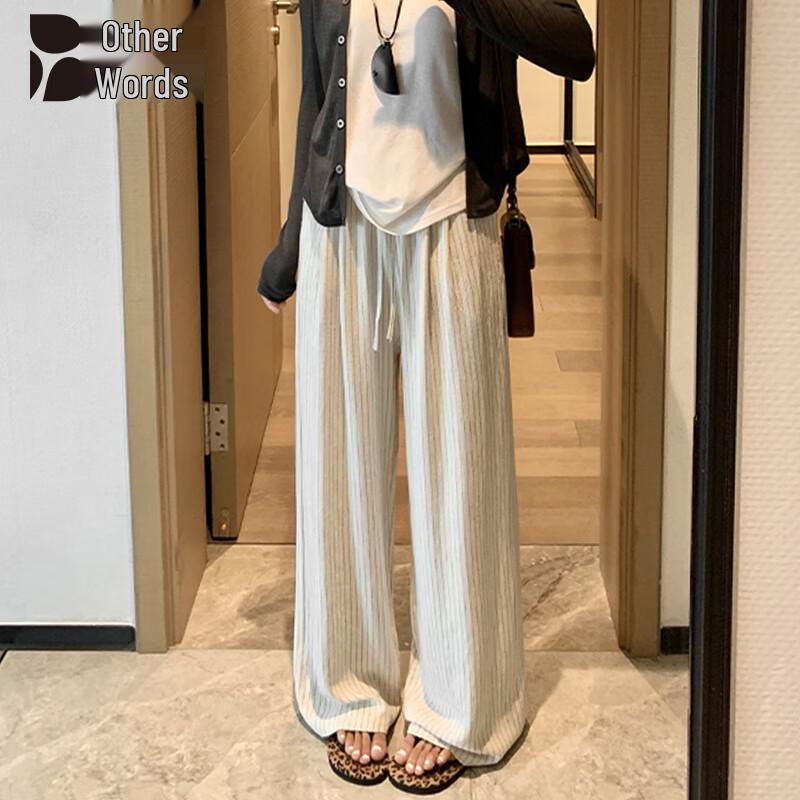 

Women s Cotton Linen Striped High-Waist Wide-Leg Pants XL