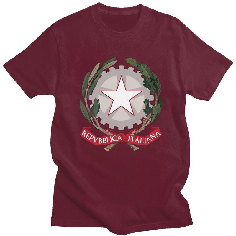 Custom Emblem Of Italy T Shirts Men 100 Cotton Tees Italian Flag Tshirt ShortSleeve Fashion Tshirt
