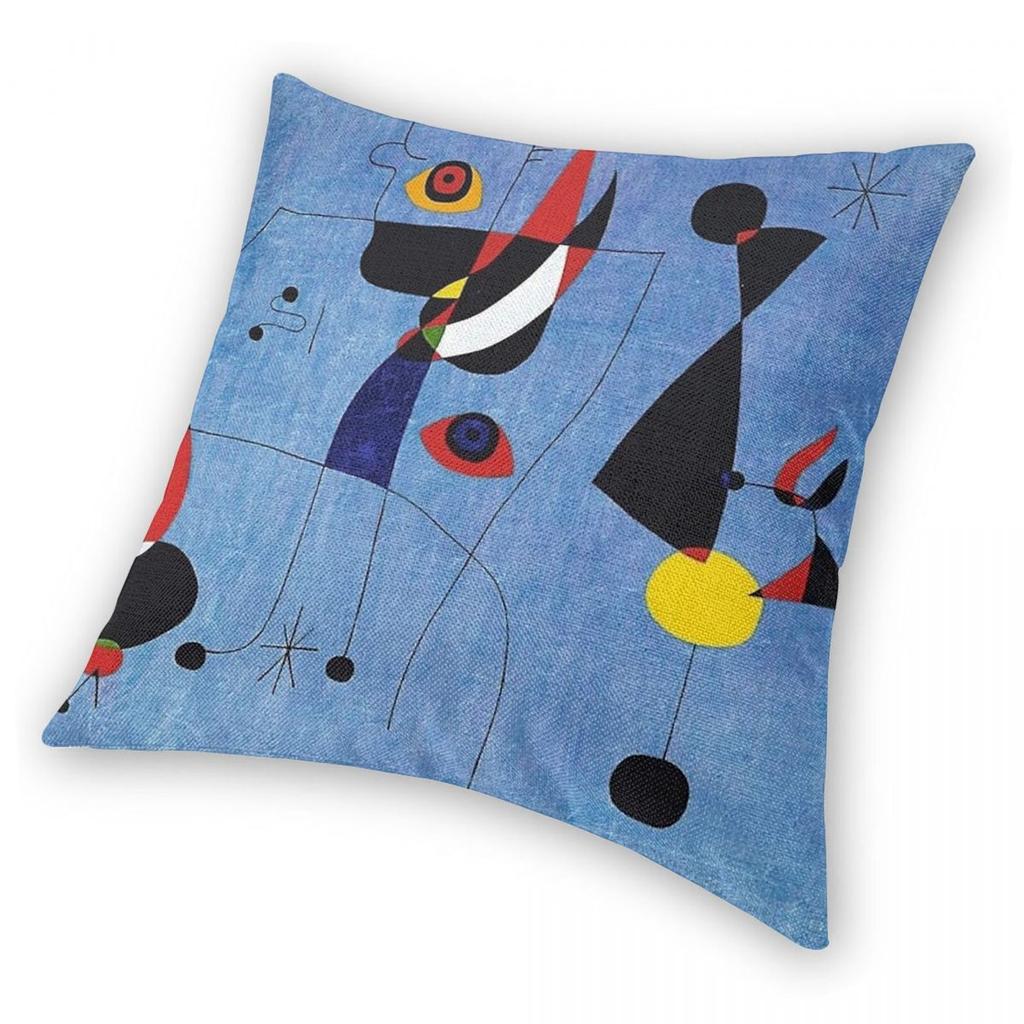 Joan Miro Blue Square Pillowcase Polyester Linen Velvet Printed Zip Decorative Pillow Case Home Cushion Cover 45X45