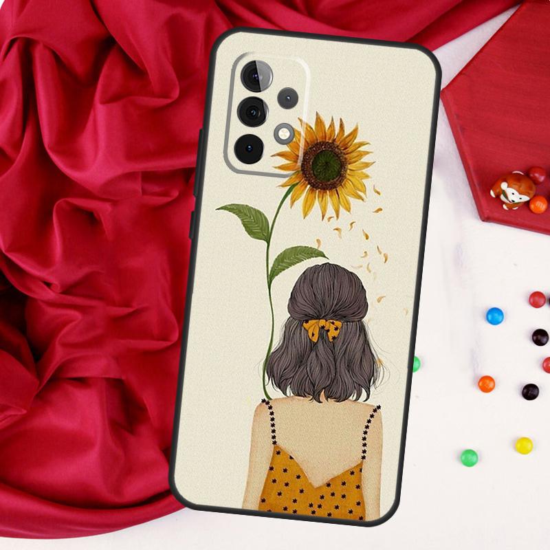 Beauty Yellow Sunflower For Samsung Galaxy A52 A32 A22 A54 A14 A16 A26 A36 A56 A55 A35 A05 A06 A15 A53 A33 A13 Case