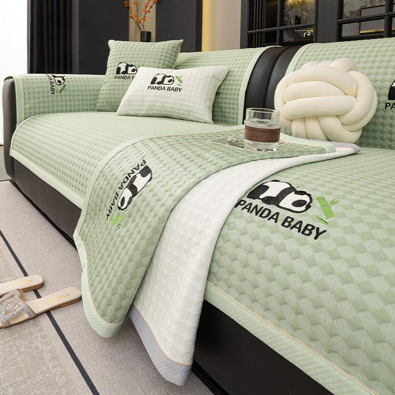 New Cool Doudou Sofa Towel Cover Cloth Non-Slip Mat Leather Seat Cushion Summer Cool Cushion Summer Ice Silk Sofa Cushion